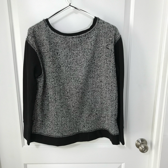 Cynthia Rowley Mixed Media Boucle Long Sleeve Lined Sweater Top Size Lg - Picture 2 of 5